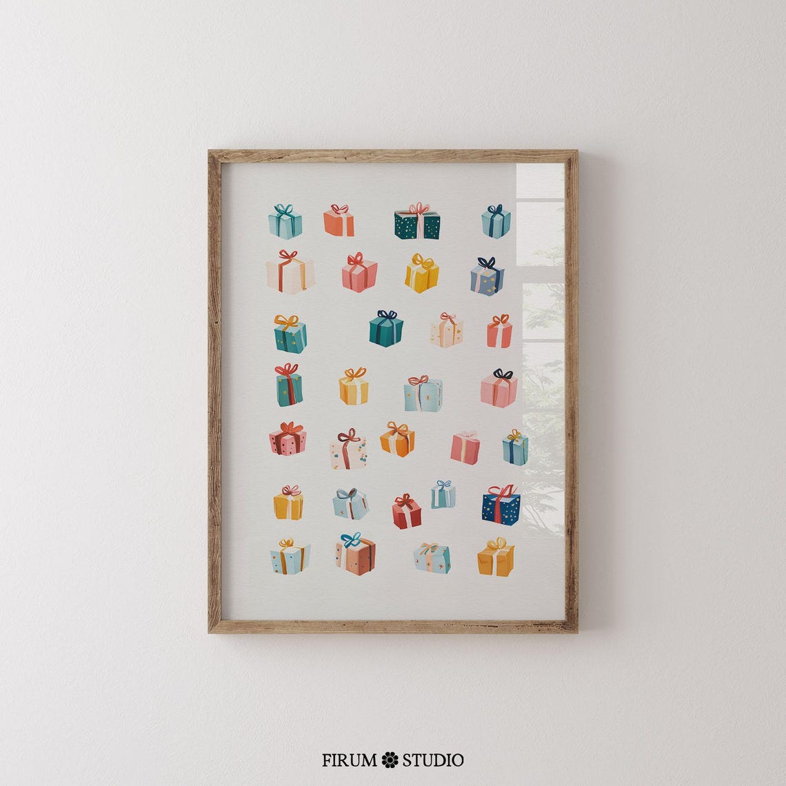 Christmas Gift Boxes Pattern Colorful Holiday Presents Wall Art - Image 2