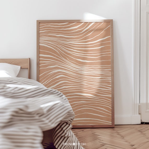Burnt Orange Abstract Lines Wall Art Cosy Boho Bedroom Decor Minimalist Lines Art Earth Tones Brush Strokes Art Print 1030