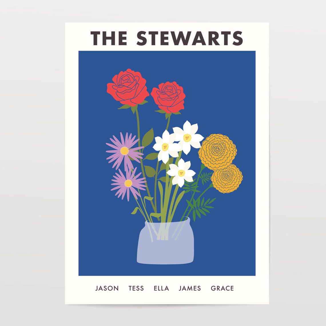 Bold Birth Flower Bouquet Family Names Minimalist Art Poster - Image 5