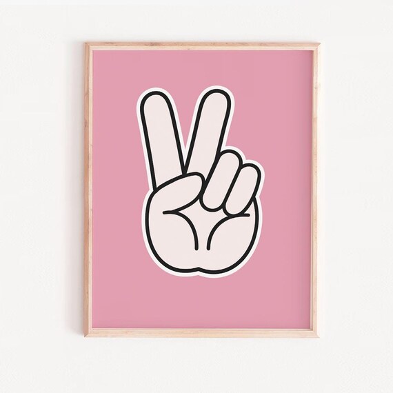 Pink Peace Sign Wall Art Printgirls Nursery Decor Playroom Girl And Love Print Room Shared Modern