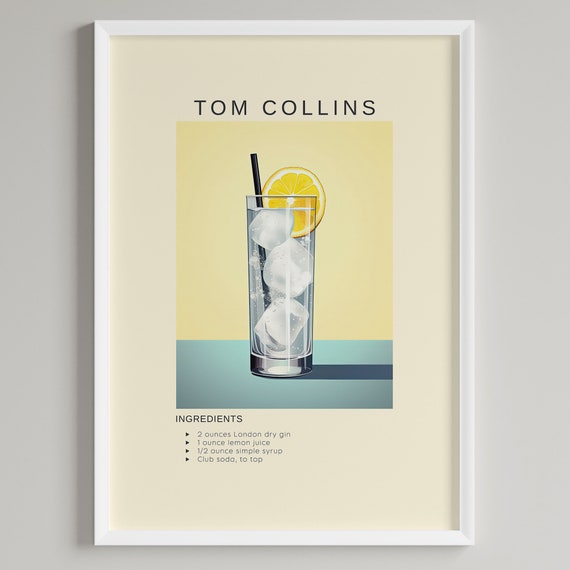 Tom Collins Minimalist Bar Cart Decor Art Print