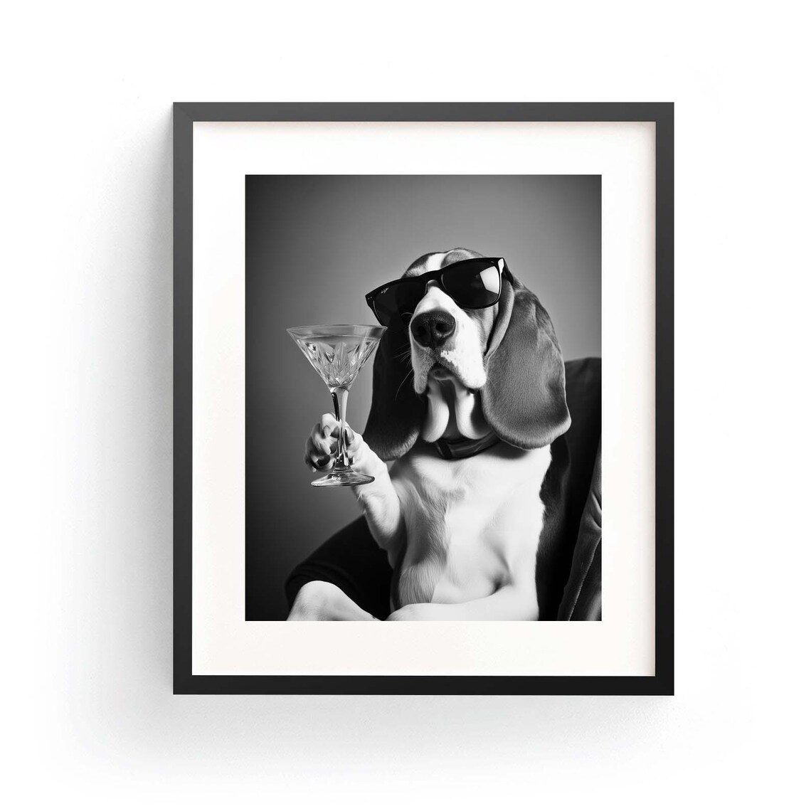 Laid Back Basset Hound In Sunglasses Holding A Classic Martini Poster - Image 3