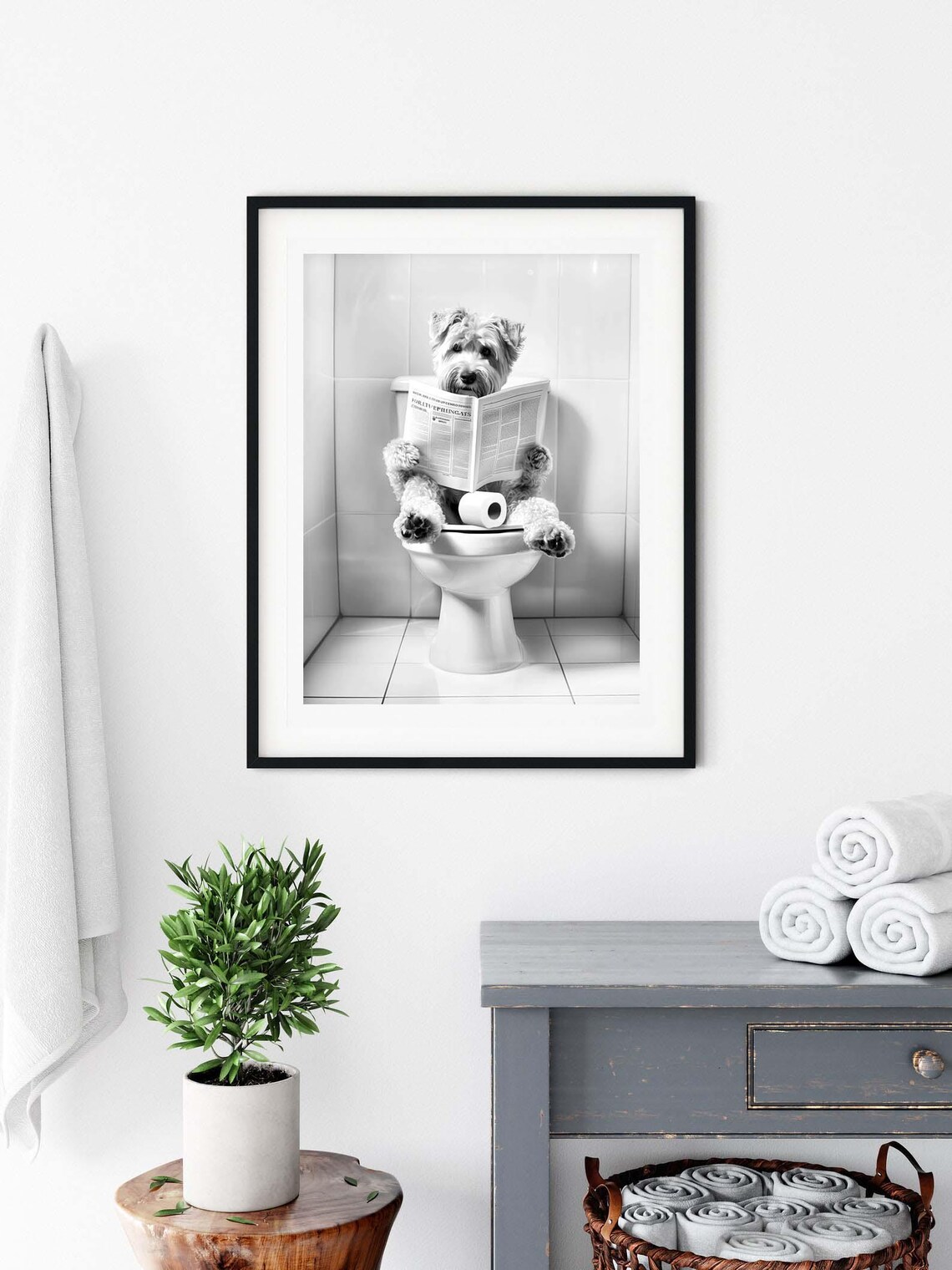 Soft Coated Wheaten Terrier Funny Bathroom Art Print - Image 3