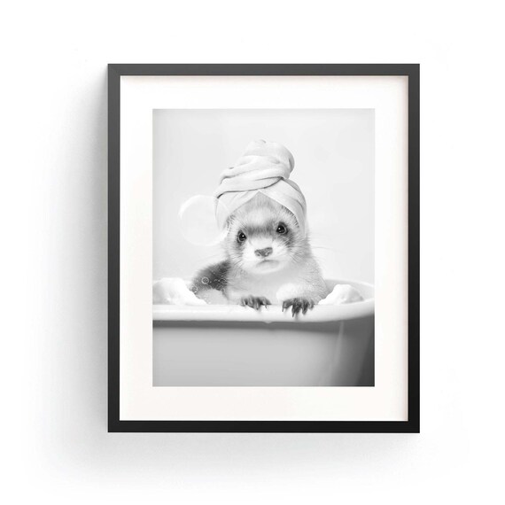 Ferrets Wall Art Funny Bathroom Decor Ferrets Bathtub Animal Bathroom Ferrets Gift Art Animal Art Bathroom Wall Decor