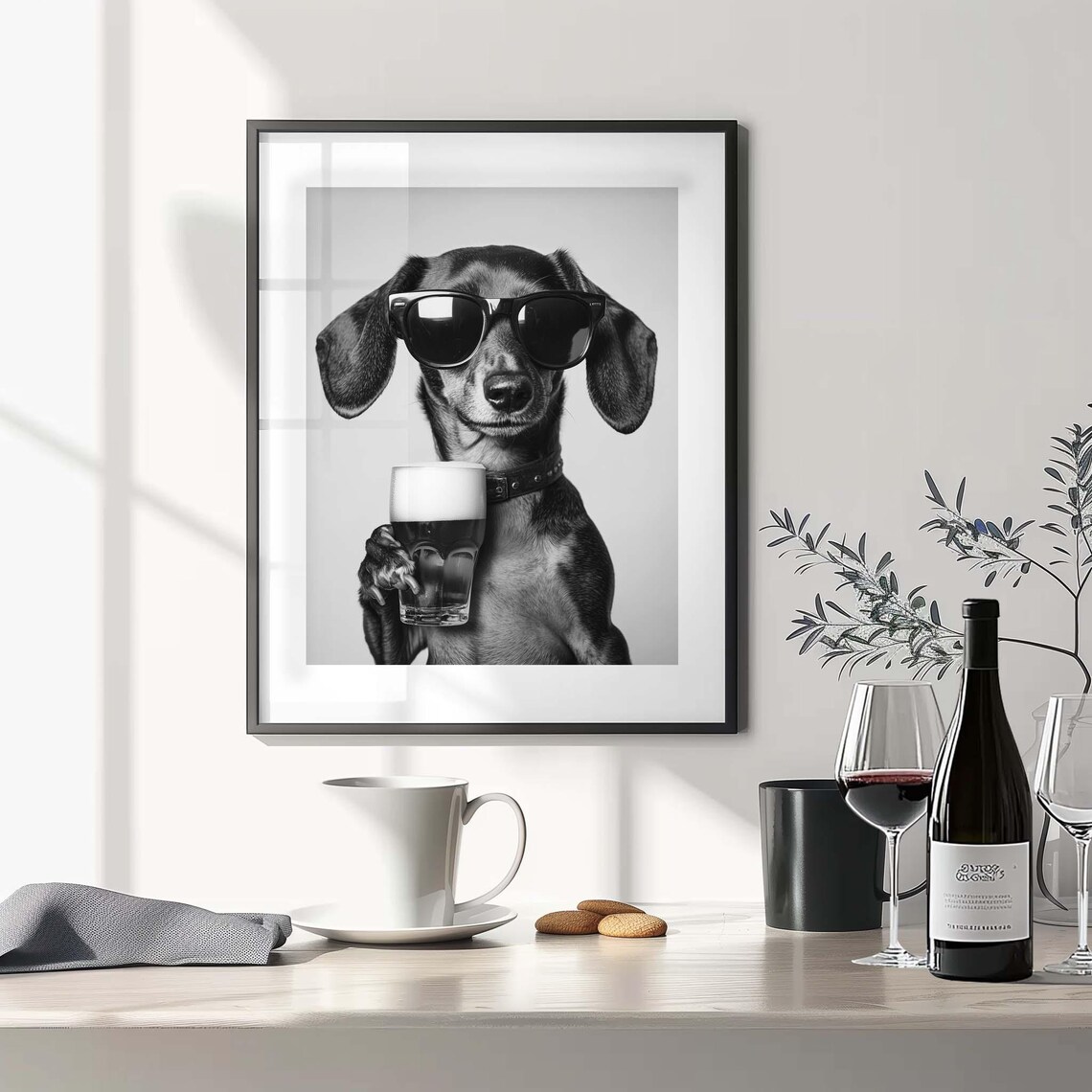 Dachshund Beer Black And White Art Print - Image 3