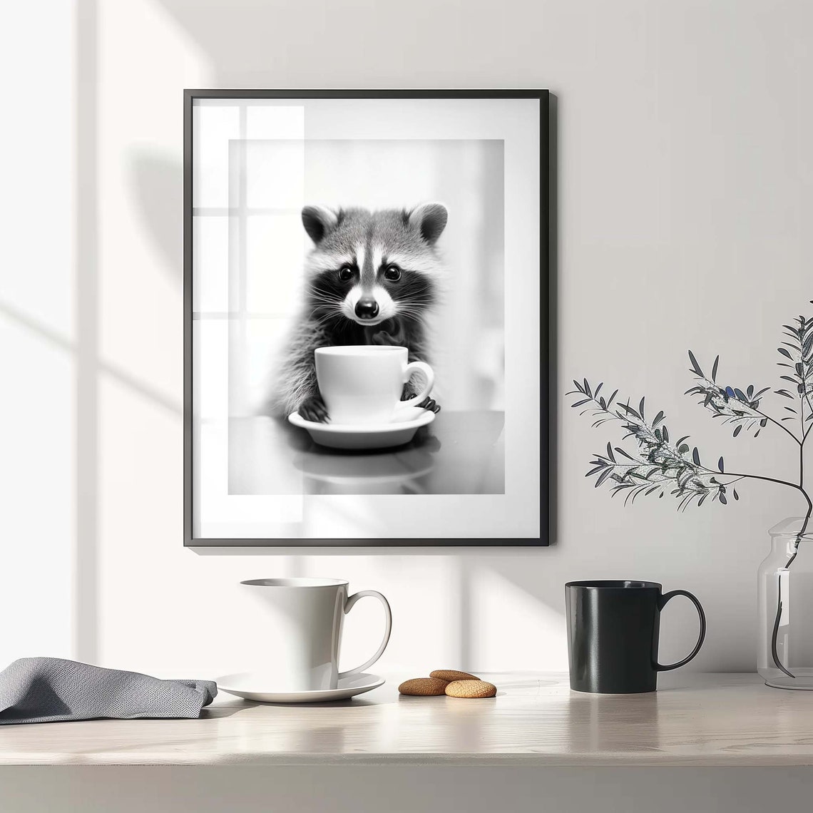 Raccoon Coffee Print Animal Coffee Poster Funny Raccoon Art Cute Raccoon Morning Coffee Cute Animal Gift Wild Animal Decor Animal Kitchen - Image 3