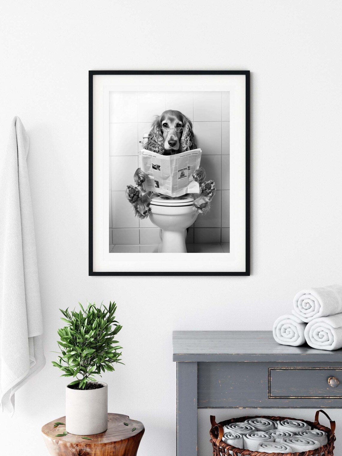 Cocker Spaniel Bathroom Humor Dog Art Print - Image 3
