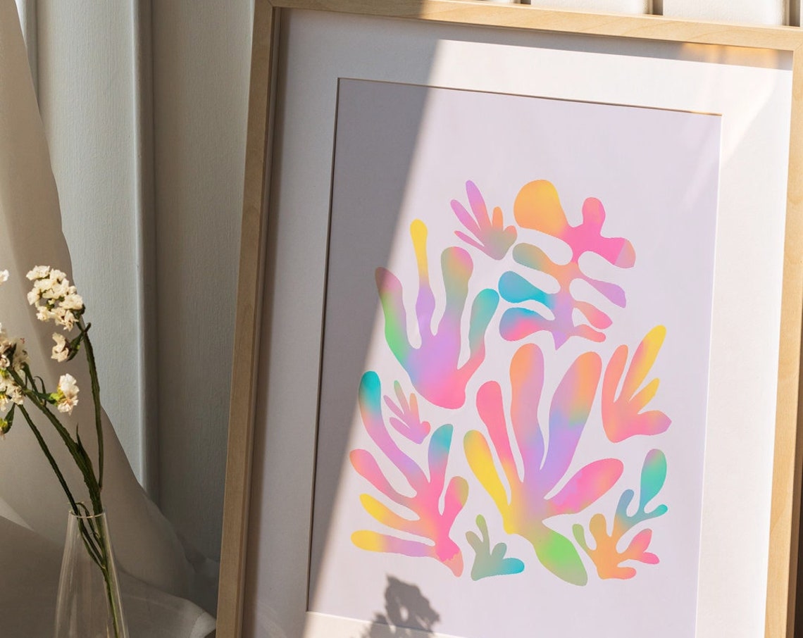 Joyful Colorful Matisse Cutouts Abstract Pastel Boho Art Print - Image 4