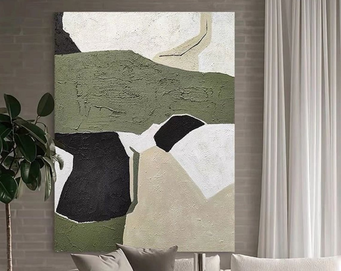Green Black White Geometric Abstract Modern Bold Art Wall Poster - Image 5