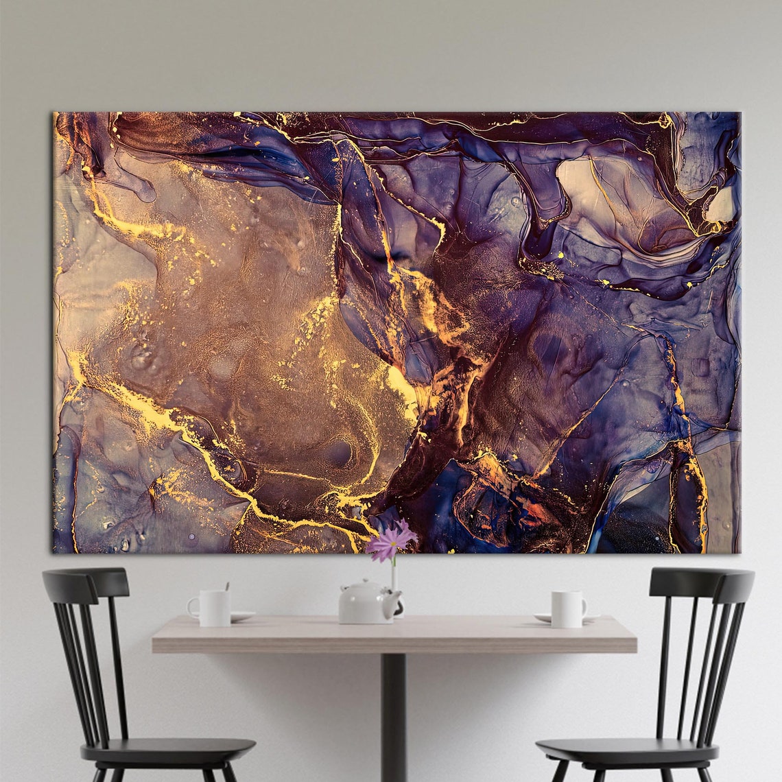 Purple And Gold Marble Alcohol Ink Luxury Abstract Art Poster
