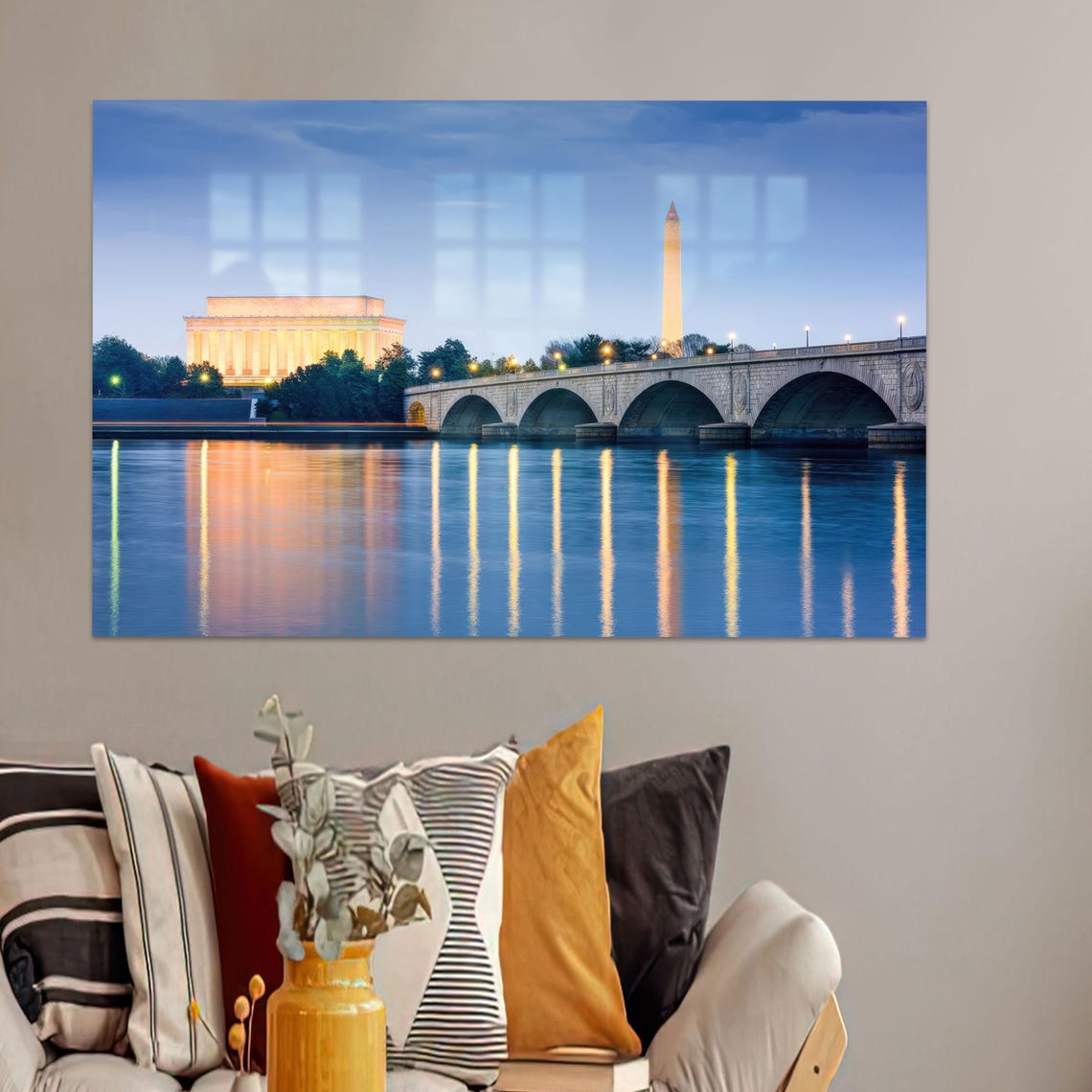 Washington DC Lincoln Memorial Monument Dusk Reflections Photo Poster