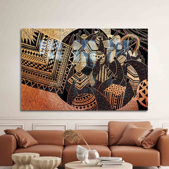 Wall Decor Glass Decoration Geometric Pattern Africa Graffiti Art