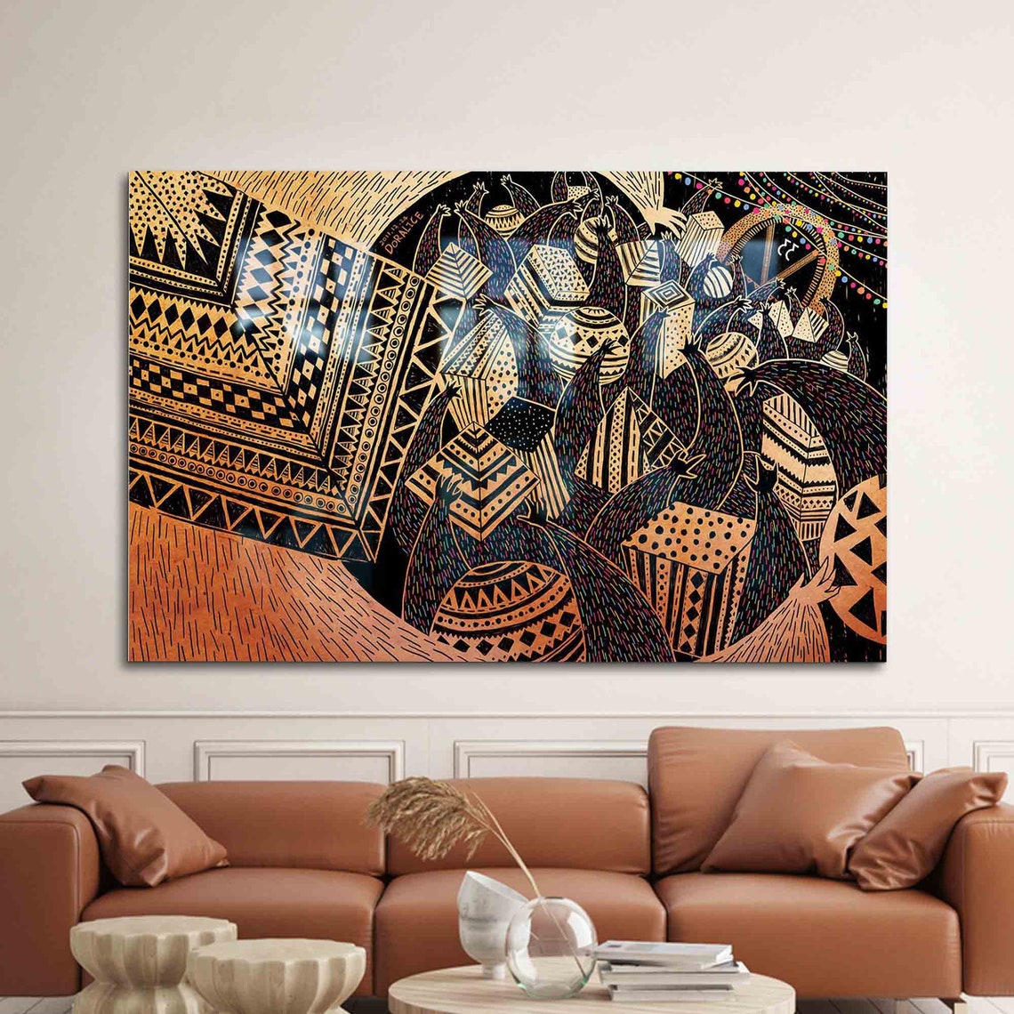 African Geometric Pattern Gold Bold Ethnic Tribal Graffiti Poster
