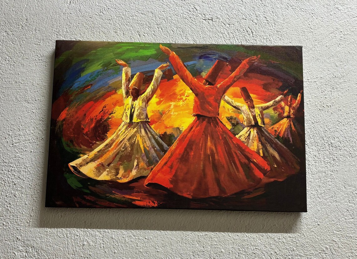 Whirling Dervish Oil Painting Print, Islamic Art