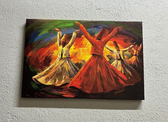 Whirling Dervish Oil Painting Print, Islamic Art