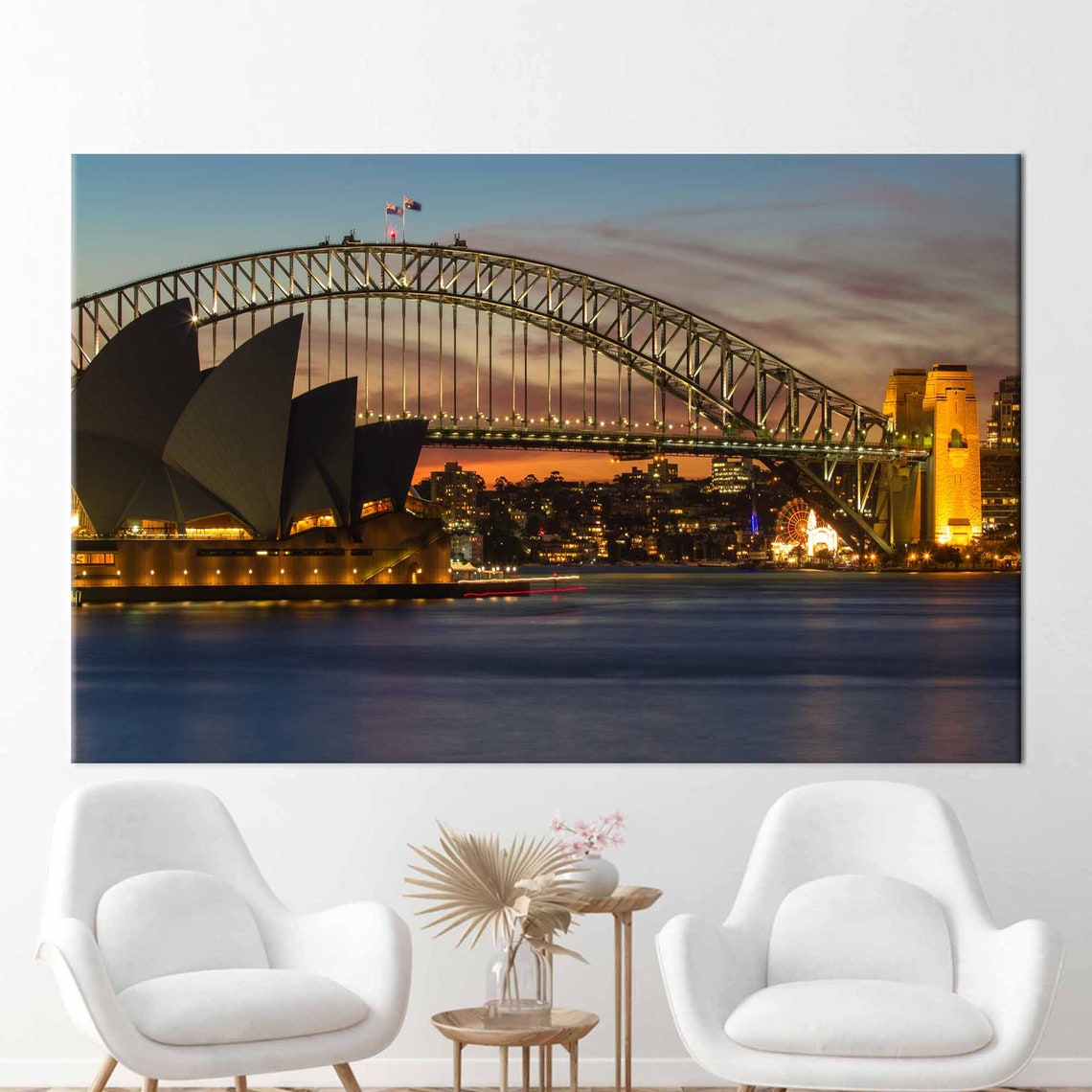 Sydney Opera House Harbour Bridge Sunset Panorama Art Poster