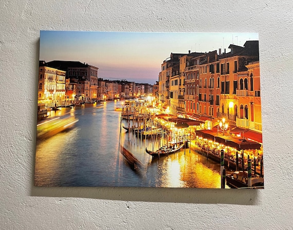 Venice Grand Canal At Dusk Gondolas Golden Lights Italy Wall Poster