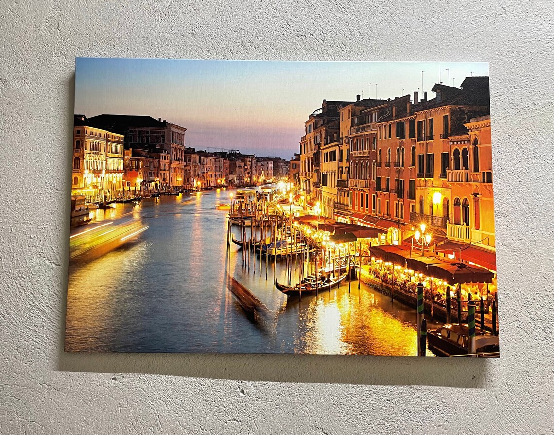 Venice Grand Canal At Dusk Gondolas Golden Lights Italy Wall Poster
