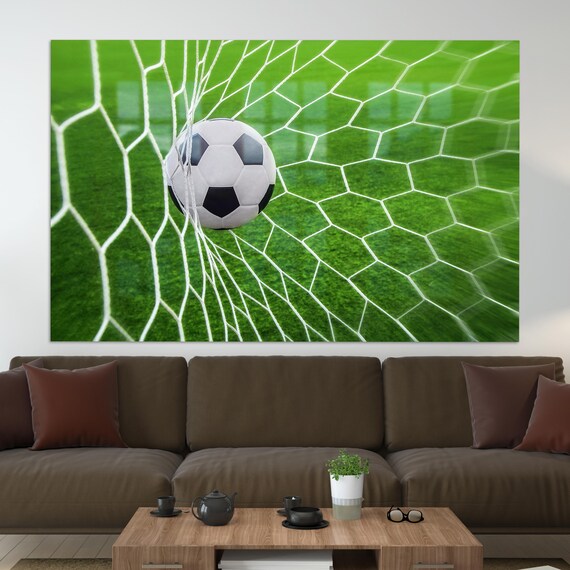 Soccer Ball Striking Goal Net Action Sports Photography Wall Art