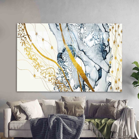 Glass Printing Mural Art Wall Decoration Alcohol Ink Modern Abstract Contemporary