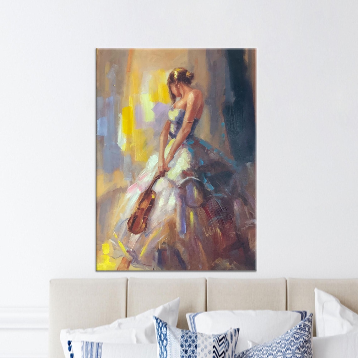 Elegant Ballerina Violinist Impressionist Oil Painting Poster