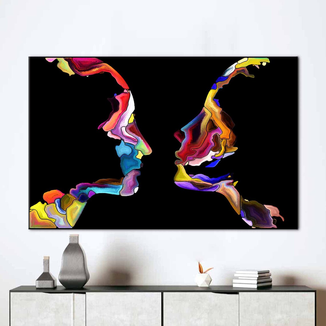 Abstract Couple Silhouette Valentines Day Poster