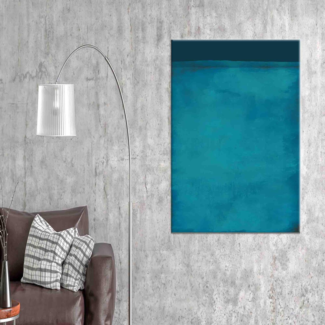 Rothko Style Blue Color Field Abstract Minimalist Teal Wall Art