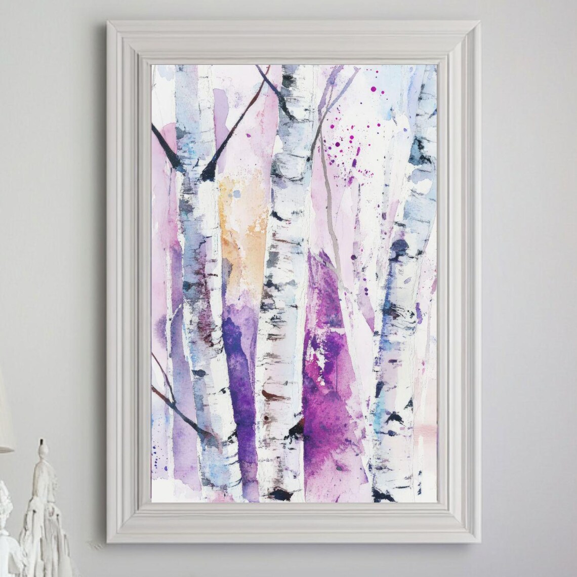 Birch Forest Watercolor Tree Artwork, Art Print