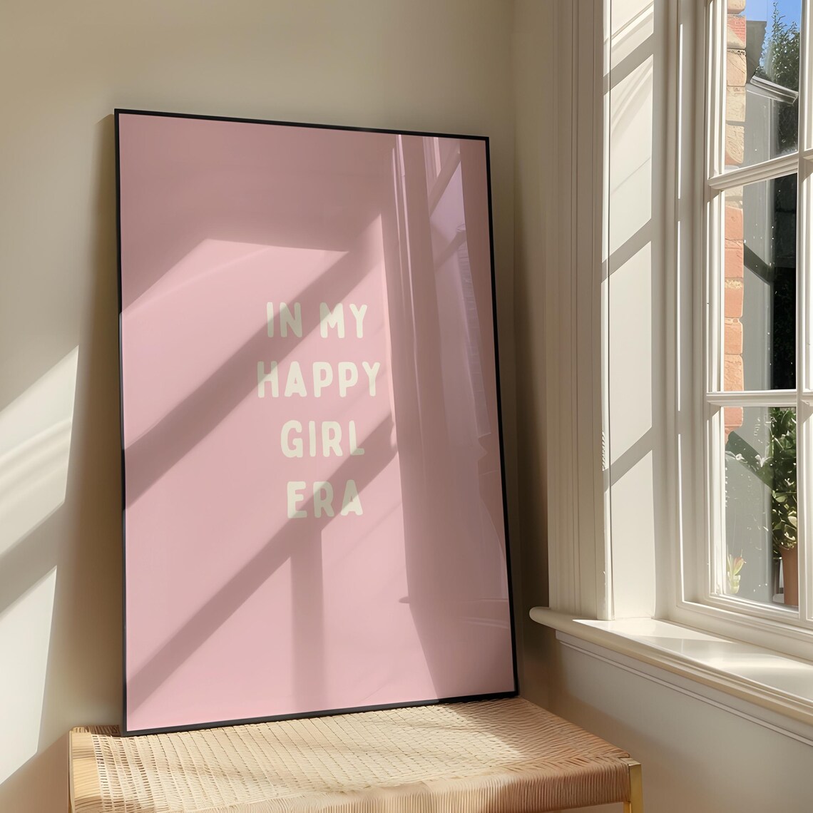 In My Happy Girl Era White Text On Soft Pink Sassy Quote Poster