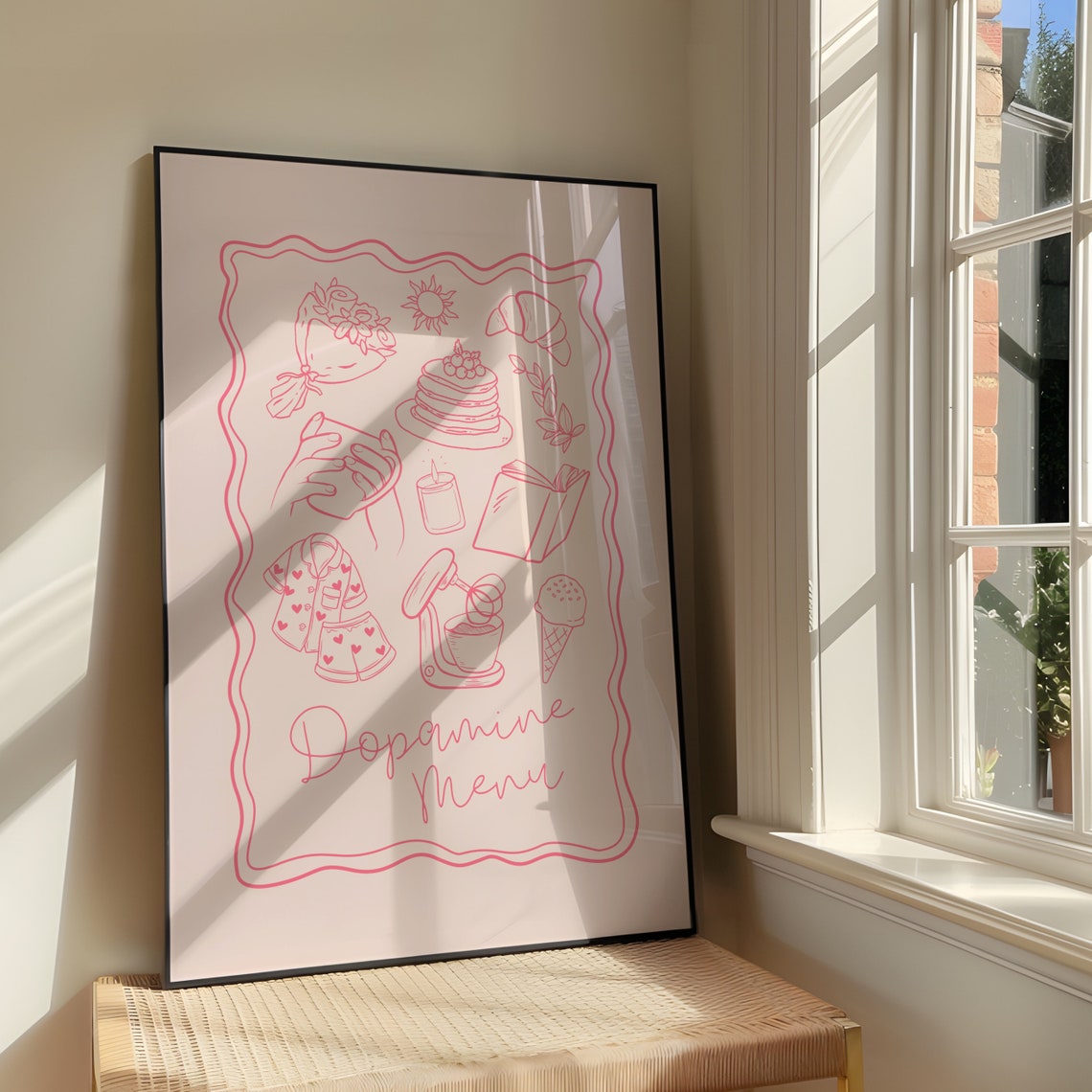 Dopamine Menu Pink Line Art Joyful Rituals Illustration Art Print
