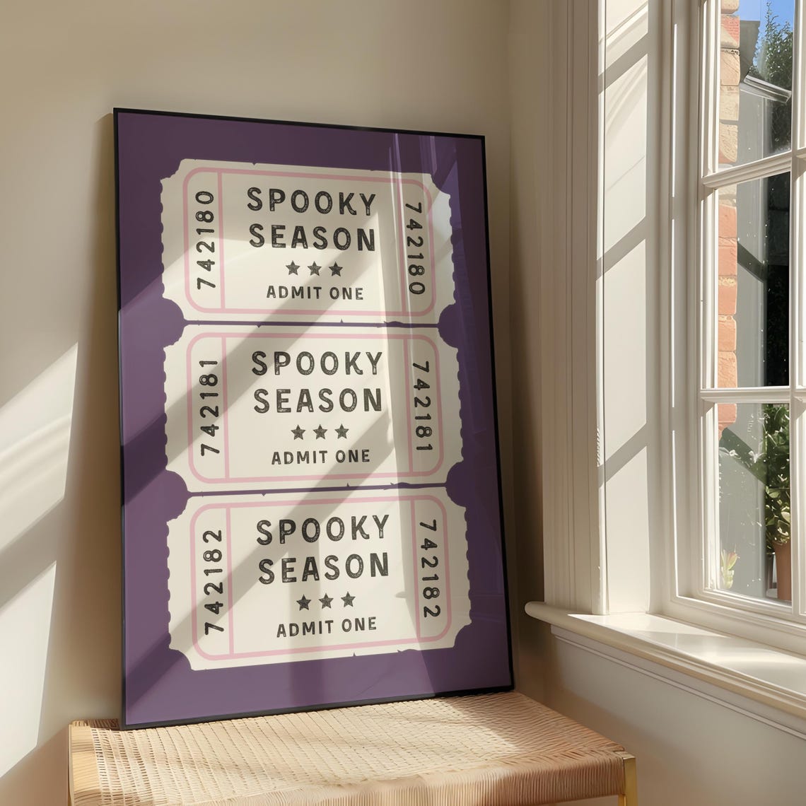 Spooky Season Admit One Ticket Trio Halloween Retro Art Print