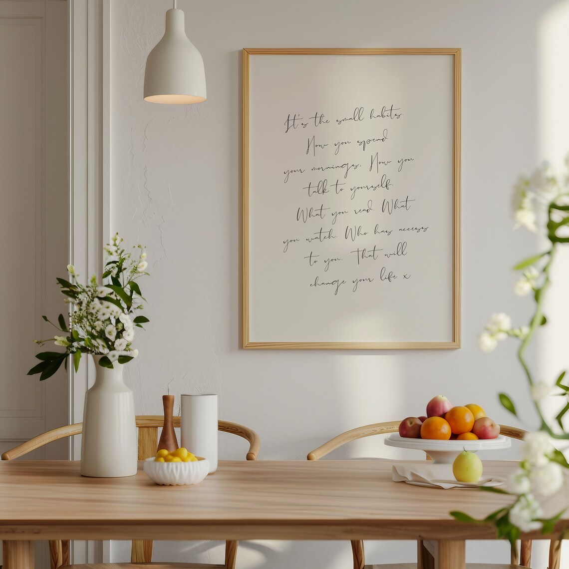 Small Habits Handwriting Quote Art Print