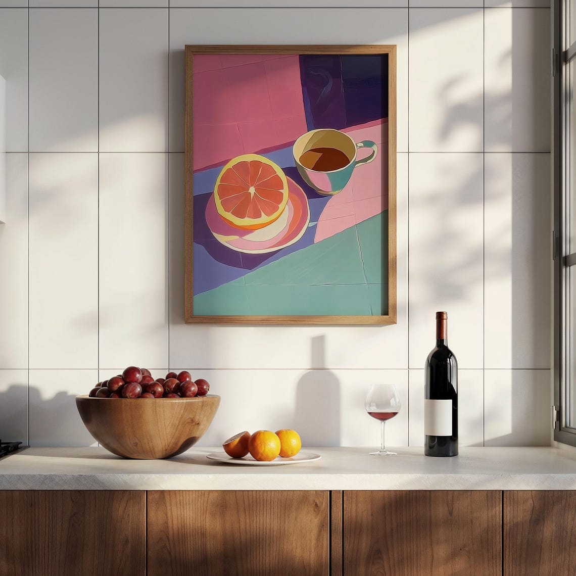 Coffee Cup and Grapefruit Breakfast Still Life Pop Art Poster - Image 3