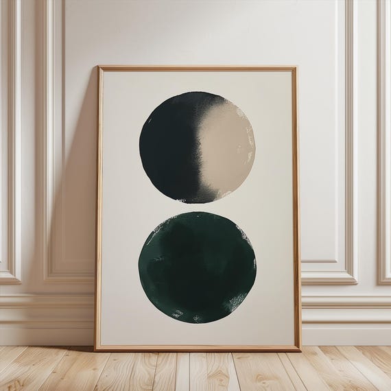 Green Black Beige Minimalist Art Color Splashes Abstract Art Contemporary Painting