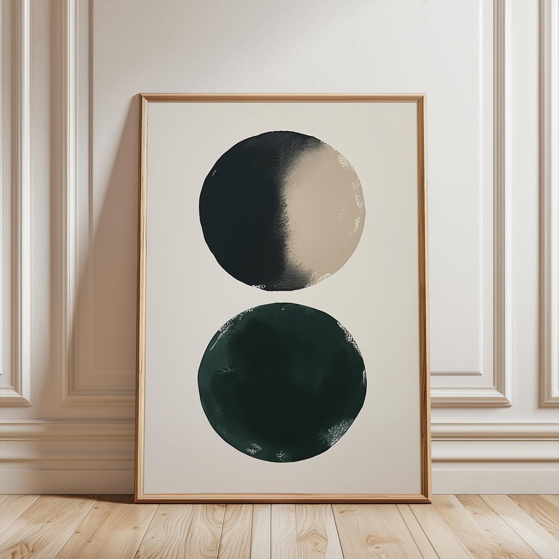 Minimalist Stacked Ink Circles Black Green Abstract Art Poster