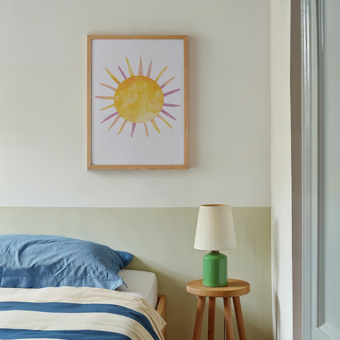 Cheerful Watercolor Sunshine Nursery Pink Gold Kids Room Poster - Image 4