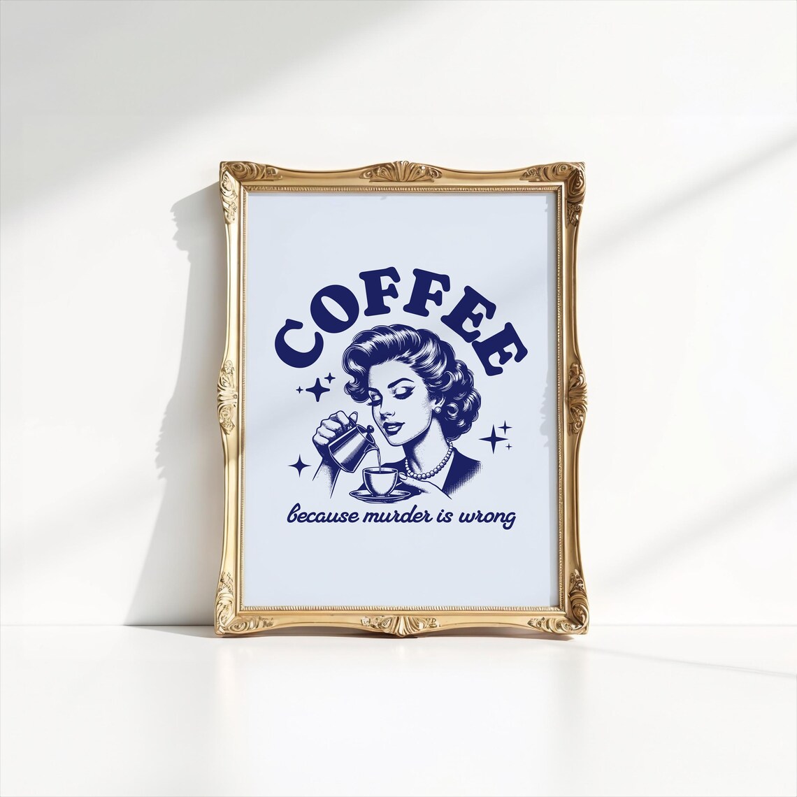 Coffee Because Murder Is Wrong, Vintage Kitchen Art Print - Image 2