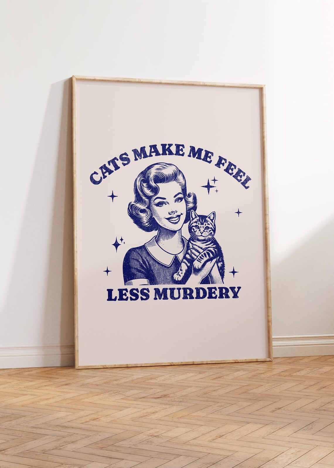 Retro Cat Art Print, Funny Vintage Cat Lover - Image 2