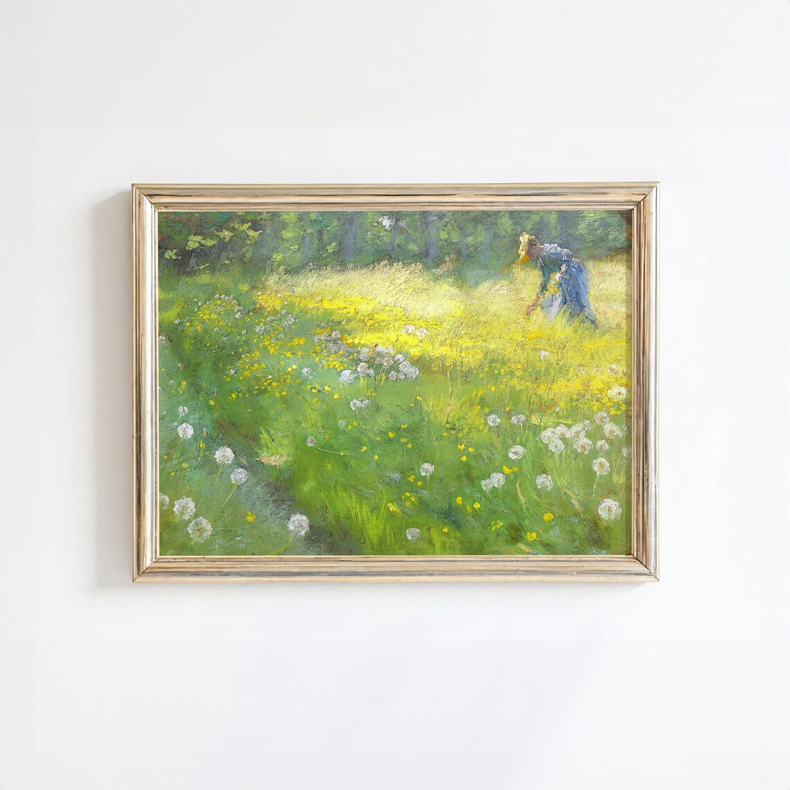 Spring Meadow Vintage Floral Landscape Art Print - Image 2