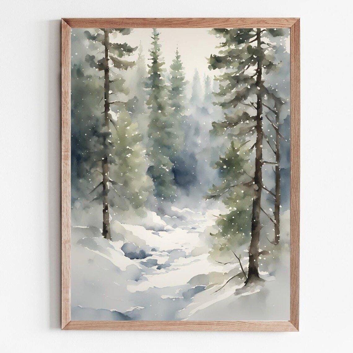 Winter Scene Painting Forest Road Art Print