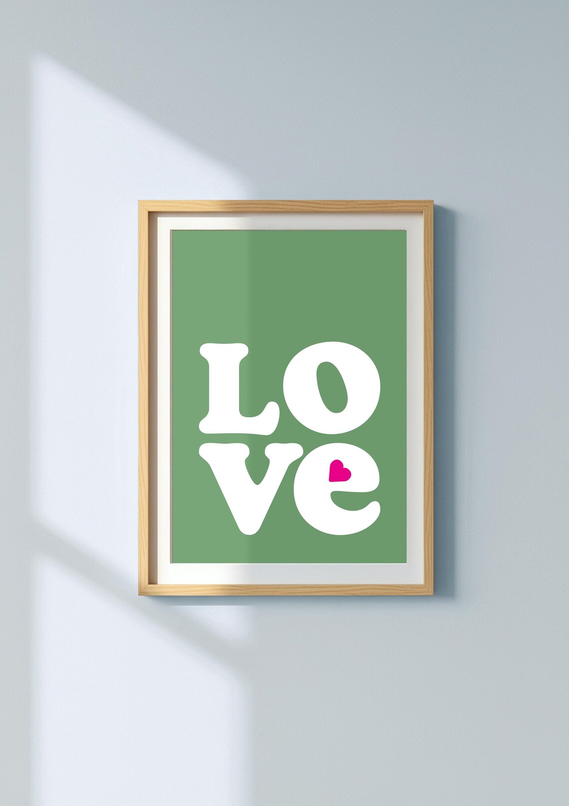 Retro Green Love Print Minimalist Pop Art