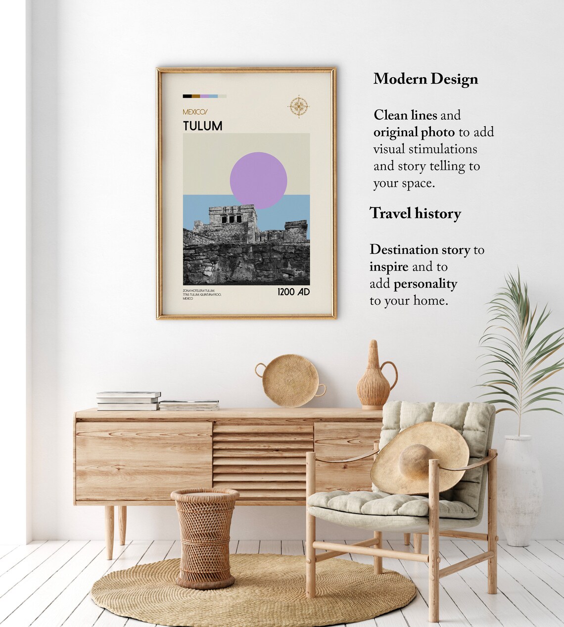 Tulum Mexico Retro Mayan Ruins Vintage Travel Poster 1200 AD - Image 2