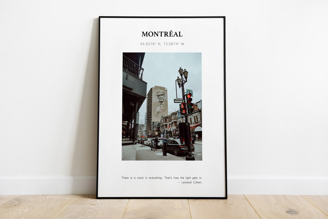 Montreal Canada Leonard Cohen Mural Street Photo Travel Poster