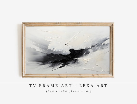 Black And White Abstract Art Frame Tv Textured Monochrome Contemporary Painting Samsung Instant