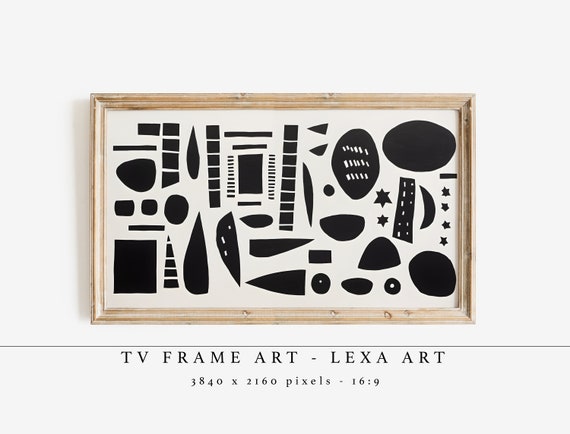 Black Abstract Art Frame Tv Minimalist Monochrome Contemporary Painting Samsung Instant
