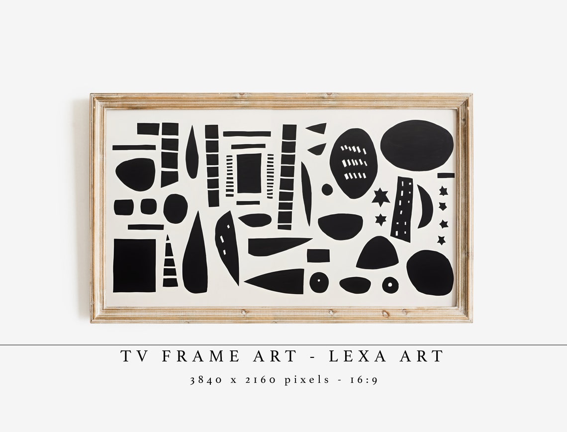 Black Abstract Art Frame Tv Minimalist Monochrome Contemporary Painting Samsung Instant