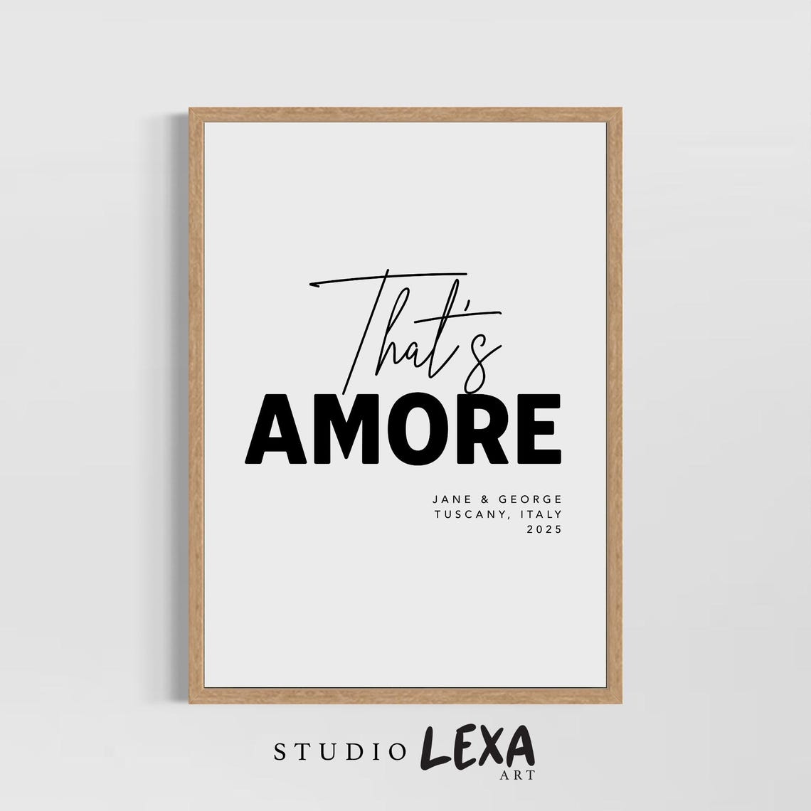 Custom Thats Amore Print Personalized Wedding Gift Italy Honeymoon Keepsake Couple Name Date Wall Art Romantic Minimalist Poster
