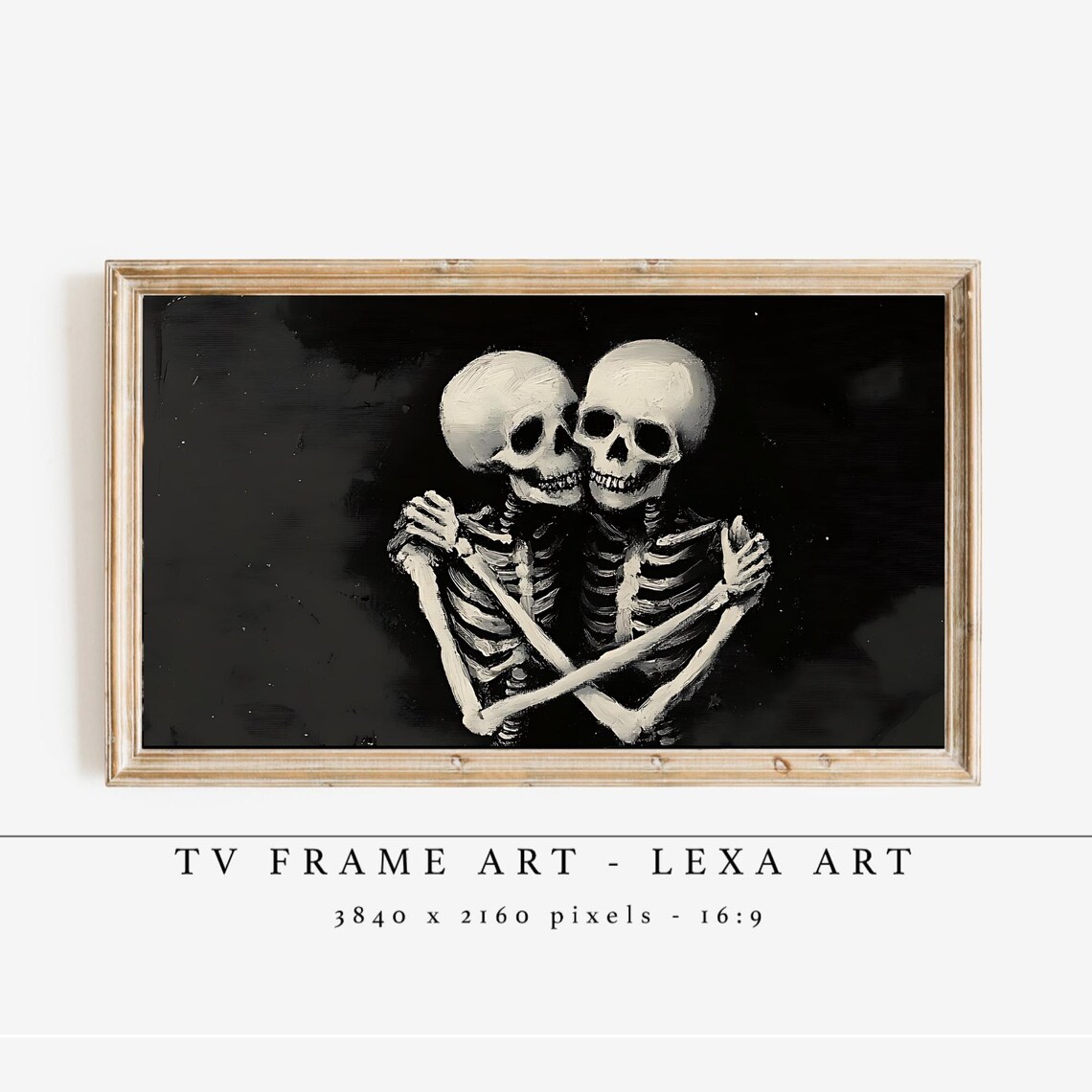 Skeleton Couple Tv Frame Art Halloween Gothic Romantic Samsung Decor Spooky Love Artwork For