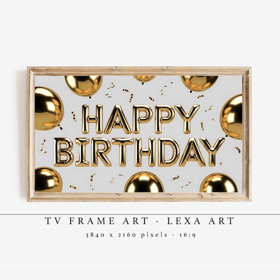 Happy Birthday Gold Foil Balloon Letters Party Poster Design Artwork