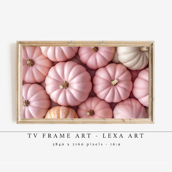 Pink Pumpkin Tv Frame Art Fall Samsung Rustic Farmhouse Autumn Decor Modern Wall Cozy Artwork